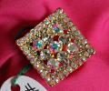 Large Golden Rainbow Fashion Finger Ring w/ Filigree Work